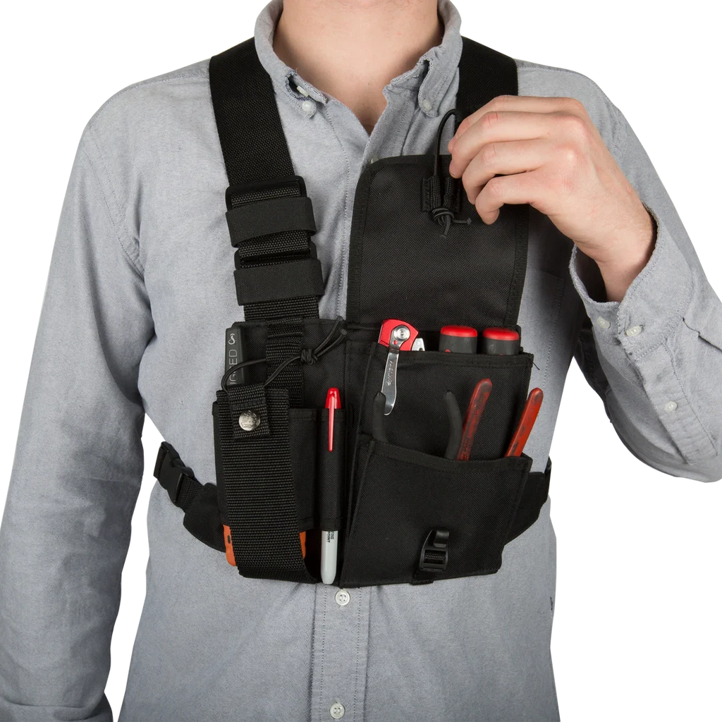 Setwear Radio Chest Pack worn by a film crew professional
